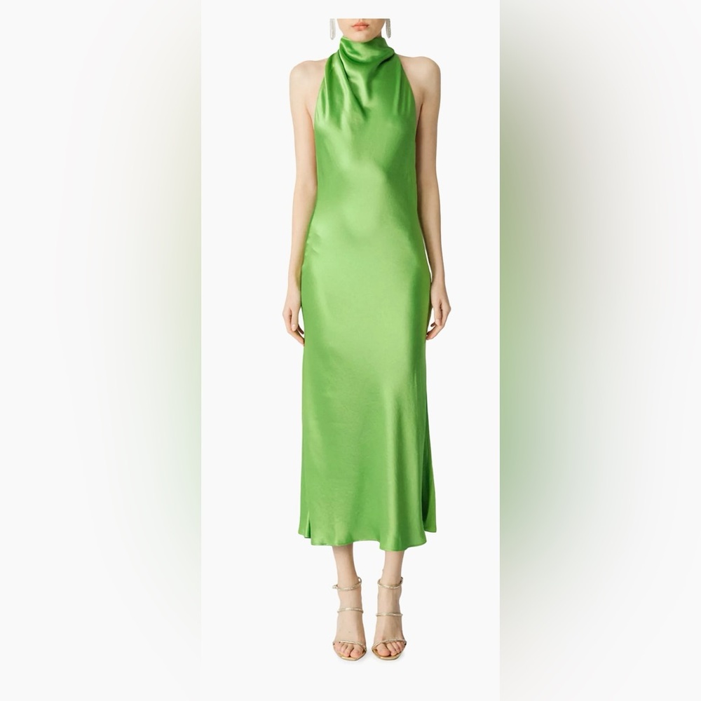 Penella Satin Halter Maxi Dress